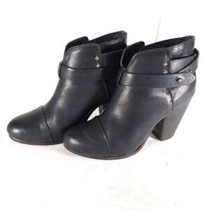 RAG & BONE Women's Harrow US7,5 EU37,5 Black Leather Strappy Ankle Booties Boot